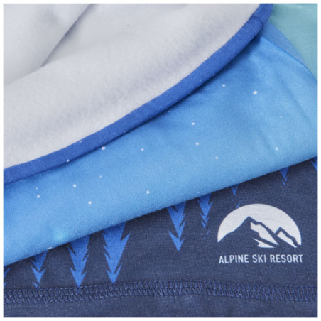 Écharpe personnalisable multi-usages en polyester Lara avec impression par sublimation, couche en polaire et ourlets