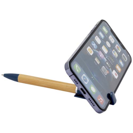 Stylo personnalisable en bambou et support de téléphone - Delfina