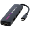 Hub usb publicitaire en plastique recyclé Loop RCS USB 2.0-3.0 avec port HDMI Hub usb publicitaire en plastique recyclé Loop RCS USB 2.0-3.0 avec port HDMI