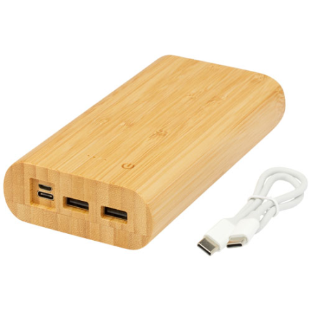 Batterie externe personnalisable Tulda de 20,000 mAh en bambou Batterie externe personnalisable Tulda de 20,000 mAh en bambou