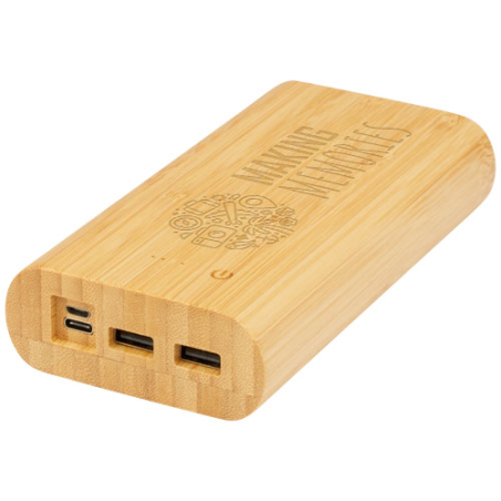 Batterie externe personnalisable Tulda de 20,000 mAh en bambou Batterie externe personnalisable Tulda de 20,000 mAh en bambou