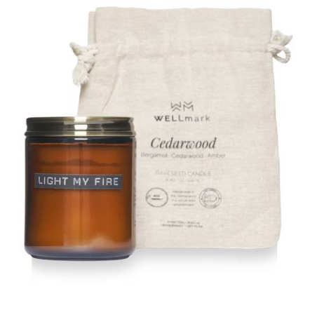Bougie personnalisable parfum bois de cèdre avec pochon - Wellmark Bougie personnalisable parfum bois de cèdre avec pochon - Wellmark
