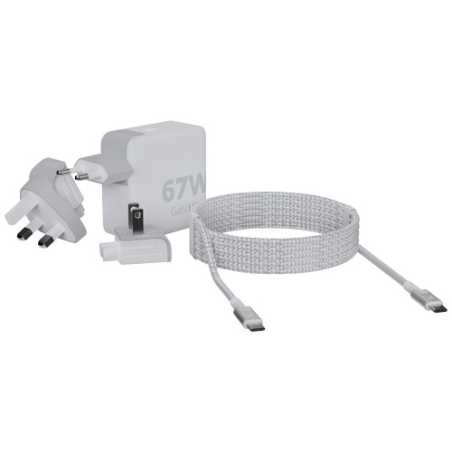 Chargeur de voyage publicitaire en plastique recyclé Xtorm XVC2067 GaN Ultra de 67 W avec câble USB-C PD de 100 W Chargeur de voyage publicitaire en plastique recyclé Xtorm XVC2067 GaN Ultra de 67 W avec câble USB-C PD de 100 W