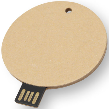 Clé USB&nbsp;personnalisée 2.0 ronde en papier recyclé
