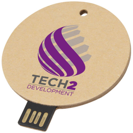 Clé USB&nbsp;personnalisée 2.0 ronde en papier recyclé