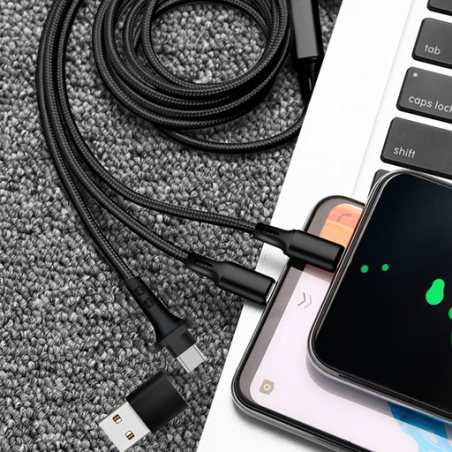 Câble de charge 20W personnalisable 4 en 1 en matériaux recyclés - Renkei