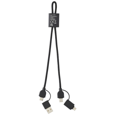 Câble de charge publicitaire 6-en-1 de 45 W en aluminium recyclé certifié RCS Câble de charge publicitaire 6-en-1 de 45 W en aluminium recyclé certifié RCS