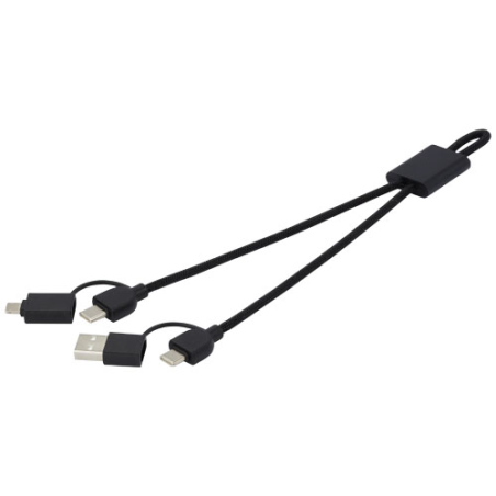 Câble de charge publicitaire 6-en-1 de 45 W en aluminium recyclé certifié RCS Câble de charge publicitaire 6-en-1 de 45 W en aluminium recyclé certifié RCS