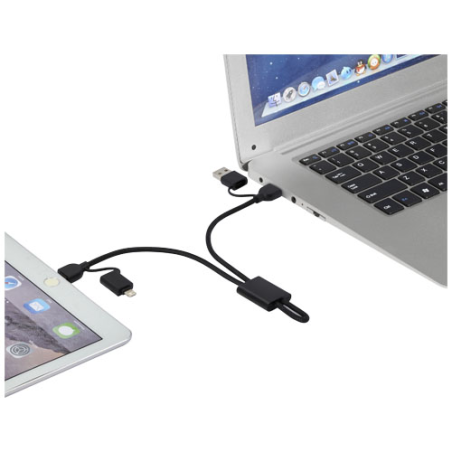 Câble de charge publicitaire 6-en-1 de 45 W en aluminium recyclé certifié RCS Câble de charge publicitaire 6-en-1 de 45 W en aluminium recyclé certifié RCS