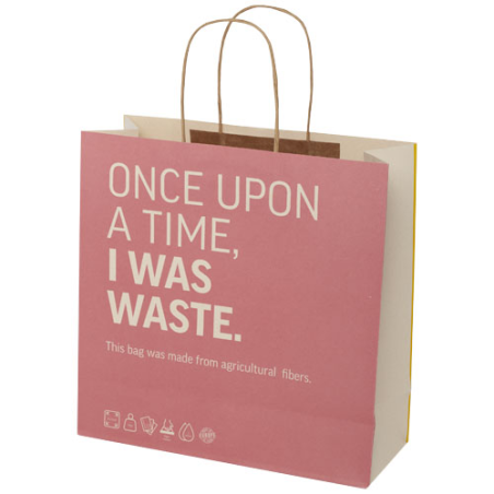 Sac en papier publicitaire fabriqué à partir de déchets agricoles 31 x 12 x 31 cm Sac en papier publicitaire fabriqué à partir de déchets agricoles 31 x 12 x 31 cm