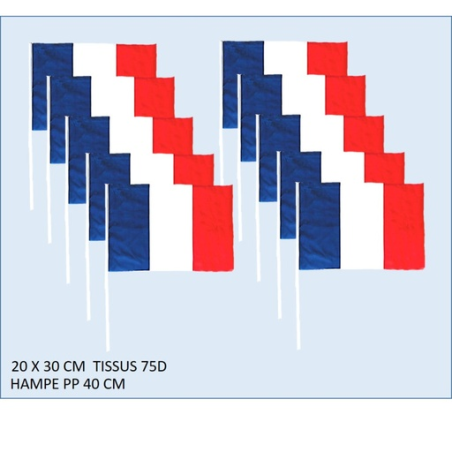Set de 10 drapeaux France 20 x 30 cm Set de 10 drapeaux France 20 x 30 cm