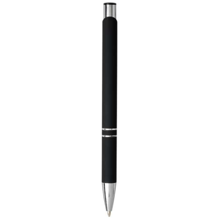 Stylo bille personnalisé rétractable doux au toucher&nbsp;Moneta (encre noire)