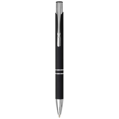 Stylo bille personnalisé rétractable doux au toucher&nbsp;Moneta (encre noire)