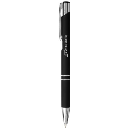 Stylo bille personnalisé rétractable doux au toucher&nbsp;Moneta (encre noire)