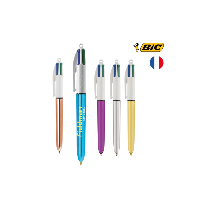 Stylo 4 Couleurs BIC 4 En 1 - Stylo Multi Jaune Pour L'école Ou Le Bureau, Pointe Fine