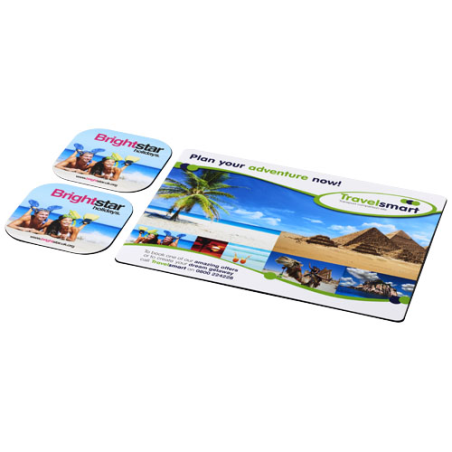 Tapis de souris et sous-verre carré publicitaires Brite-Mat® en plastique recyclé Tapis de souris et sous-verre carré publicitaires Brite-Mat® en plastique recyclé