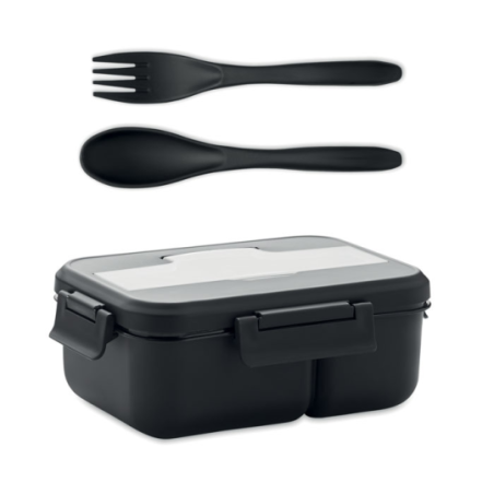 Lunch box publicitaire avec couverts en plastique 1 L - MAKAN Lunch box publicitaire avec couverts en plastique 1 L - MAKAN