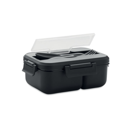 Lunch box publicitaire avec couverts en plastique 1 L - MAKAN Lunch box publicitaire avec couverts en plastique 1 L - MAKAN