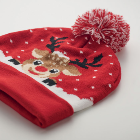 Bonnet de noël publicitaire à pompon tricoté en acrylique