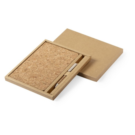 Coffret personnalisé bloc note A5 et stylo en liège et paille de blé Coffret personnalisé bloc note A5 et stylo en liège et paille de blé