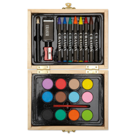 Set de peinture personnalisable dans une malette en bois Set de peinture personnalisable dans une malette en bois