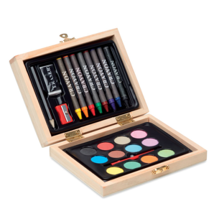 Set de peinture personnalisable dans une malette en bois Set de peinture personnalisable dans une malette en bois