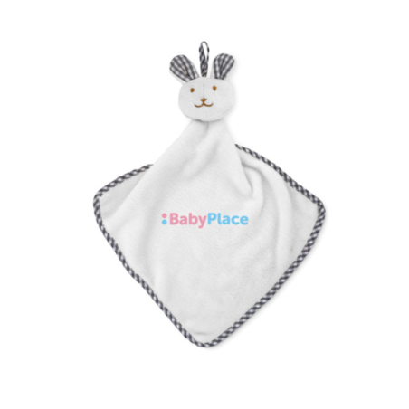 Serviette lapin personnalisable en polyester velours 180g/m2 - 31 x 37 cm