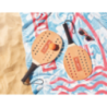 Set de raquettes de plage en bois de rose avec grip en PU dans une pochette en coton Set de raquettes de plage en bois de rose avec grip en PU dans une pochette en coton