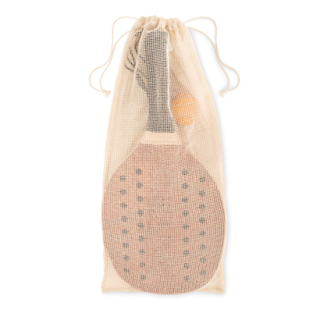 Set de raquettes de plage en bois de rose avec grip en PU dans une pochette en coton