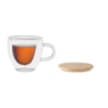 Tasse en verre double paroi avec couvercle en bambou 180 ml Tasse en verre double paroi avec couvercle en bambou 180 ml