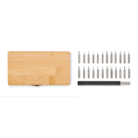 Kit tournevis personnalisable 24 pièces avec étui en bambou