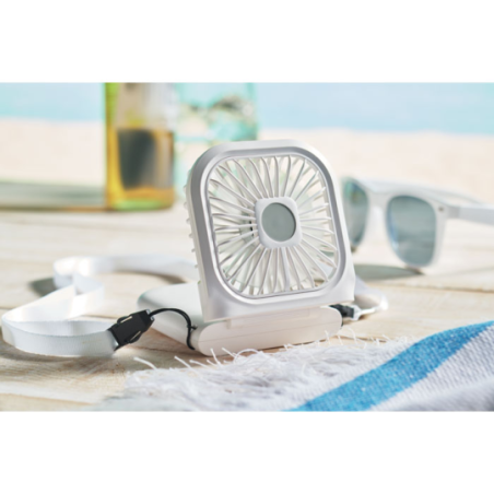 Mini ventilateur portable et pliable publicitaire avec tour de cou réglable 3000 mAh Mini ventilateur portable et pliable publicitaire avec tour de cou réglable 3000 mAh
