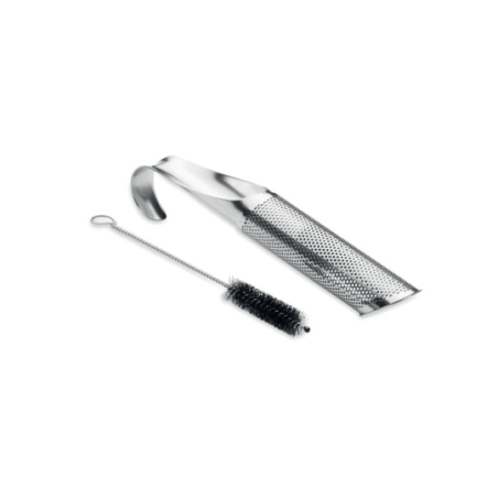 Infuseur personnalisable en acier inoxydable avec brosse de nettoyage dans une pochette en coton Infuseur personnalisable en acier inoxydable avec brosse de nettoyage dans une pochette en coton