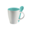 Mug publicitaire bicolore en céramique avec cuillère 250 ml Mug publicitaire bicolore en céramique avec cuillère 250 ml