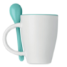 Mug publicitaire bicolore en céramique avec cuillère 250 ml Mug publicitaire bicolore en céramique avec cuillère 250 ml