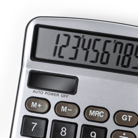 Calculatrice personnalisable robuste en ABS solaire et pile bouton - Tueris Calculatrice personnalisable robuste en ABS solaire et pile bouton - Tueris