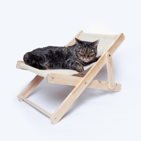 Chaise pliante personnalisable pour chat en bois et toile Diny Chaise pliante personnalisable pour chat en bois et toile Diny