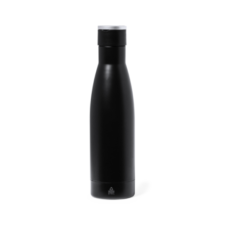 Coffret personnalisable avec bouteille isotherme à double paroi en acier inoxydable recyclé stylo bloc note et parapluie en RPET