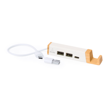 Hub USB personalisable en bambou et briques de lait recyclés Kartip