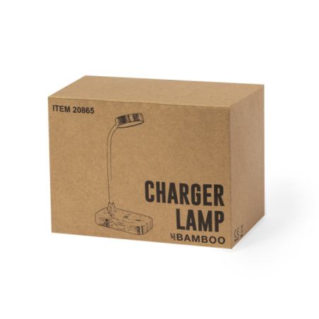 Lampe publicitaire en bambou avec chargeur sans fil 15w Gregal Lampe publicitaire en bambou avec chargeur sans fil 15w Gregal