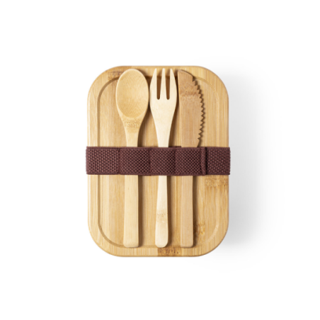 Lunch box publicitaire avec couverts en verre et bambou 700ml Bejar