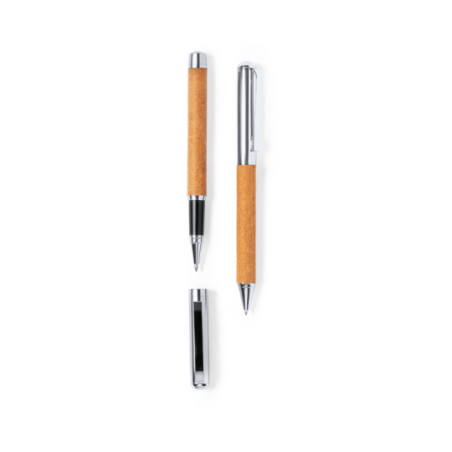 Parure de stylo et roller avec cuir recyclé Vincen