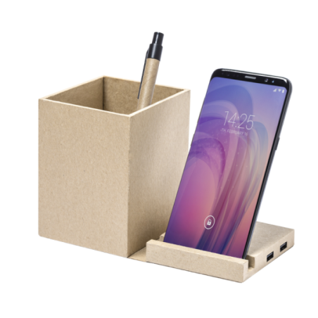 Pots à crayons et chargeur à induction 5W en carton recyclé Sondur