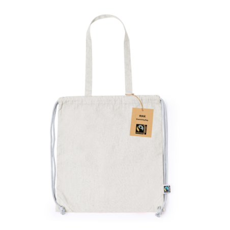 Sac ficelle et cordon publicitaire 100% coton 140 g/m2 Riak Fairtrade