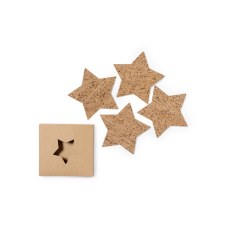Set de 4 sous-verres personnalisables étoilés Danop en liège Set de 4 sous-verres personnalisables étoilés Danop en liège