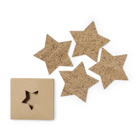 Set de 4 sous-verres personnalisables étoilés Danop en liège Set de 4 sous-verres personnalisables étoilés Danop en liège