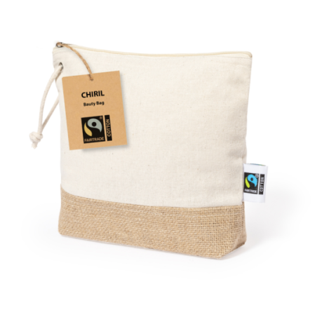 Trousse de toilette personnalisé en coton 180g/m2 et en jute Chiril Fairtrade