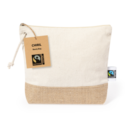 Trousse de toilette personnalisé en coton 180g/m2 et en jute Chiril Fairtrade