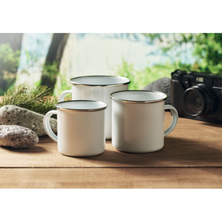 Tasse à café émaillée publicitaire vintage pour sublimation 200ml - Camper’s Tasse à café émaillée publicitaire vintage pour sublimation 200ml - Camper’s