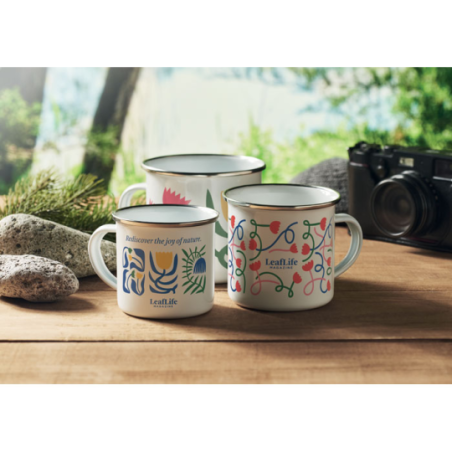 Tasse à café émaillée publicitaire vintage pour sublimation 200ml - Camper’s Tasse à café émaillée publicitaire vintage pour sublimation 200ml - Camper’s